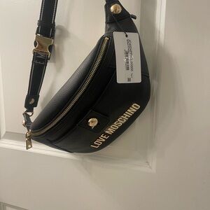 Love Moschino Black and Gold Crossbody Bag